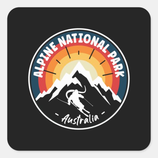 Skiën in het alpiene nationale park Australië Vierkante Sticker (Voorkant)