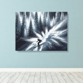 Skiën in het maanlicht canvas afdruk (Insitu (Houten vloer))