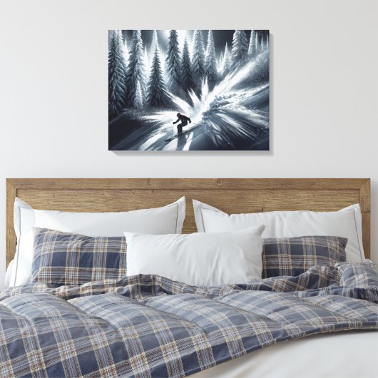 Skiën in het maanlicht canvas afdruk (Insitu (Slaapkamer))
