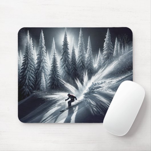 Skiën in het maanlicht muismat (Met muis)