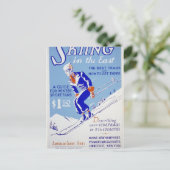 Skiën in het oosten briefkaart (Staand voorkant)
