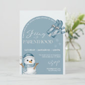 Skiën in het ouderschap baby shower kaart (Staand voorkant)