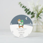 Skiën in het ouderschap baby shower kaart (Staand voorkant)