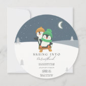 Skiën in het ouderschap baby shower kaart (Voorkant)