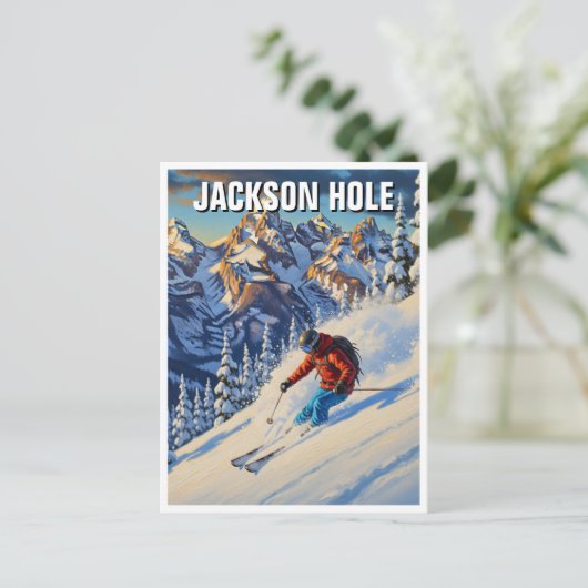 Skiën in Jackson Hole Wyoming Briefkaart (Staand voorkant)