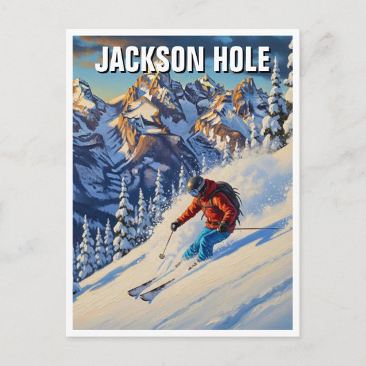 Skiën in Jackson Hole Wyoming Briefkaart (Voorkant)