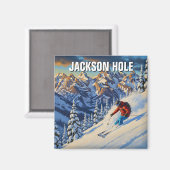 Skiën in Jackson Hole Wyoming Magneet (Voorkant / Achterkant)