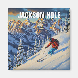 Skiën in Jackson Hole Wyoming Magneet