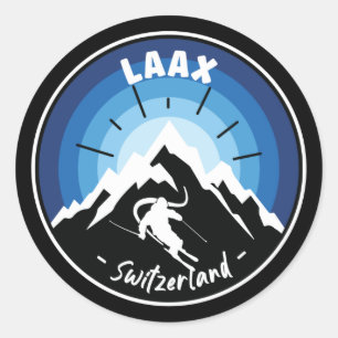 Skiën in LAX Zwitserland Blue Square sticker