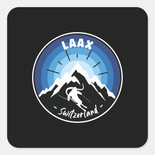 Skiën in LAX Zwitserland Blue Vierkante Sticker (Voorkant)