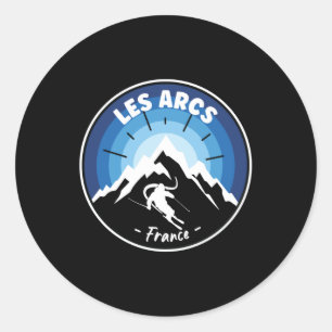 Skiën in les Arcs France Blue Ronde Sticker