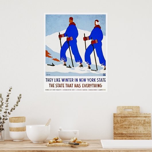 Skiën in New York -  decor Poster (Keuken)