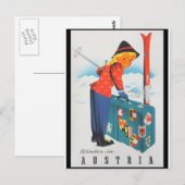 skiën in oostenrijk poster van vintage briefkaart (Voorkant / Achterkant)