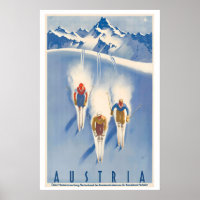 Skiën in Oostenrijk Vintage Skiposter
