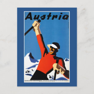 Skiën in Poster voor reizen in Oostenrijk Briefkaart