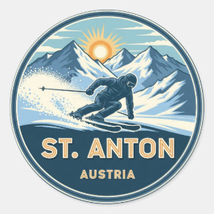 Skiën in St. Anton Oostenrijk Ronde Sticker