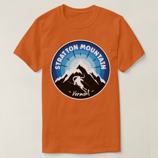Skiën in Stratton Mountain Vermont Blue T-shirt (Design voorkant)