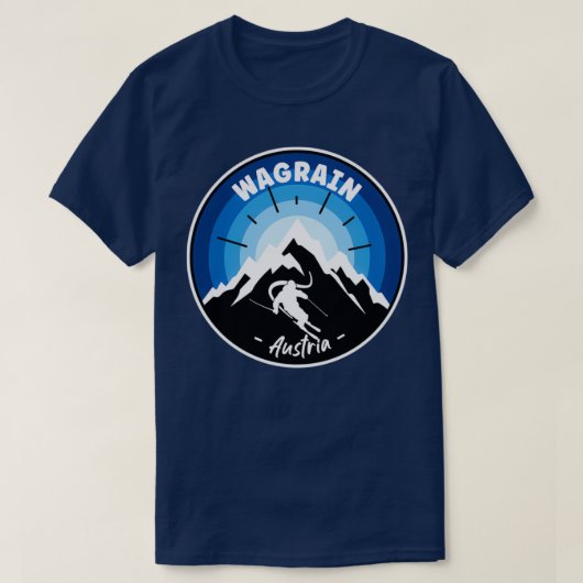 Skiën in Wagrain Austria Blue T-shirt (Design voorkant)