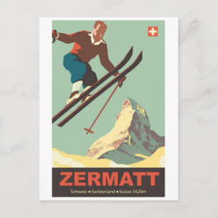 Skiën in Zermatt Briefkaart
