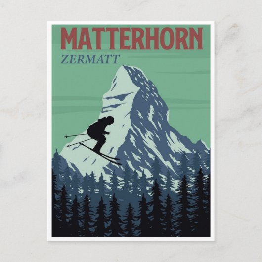 Skiën in Zermatt Zwitserland  bergtop Briefkaart (Voorkant)