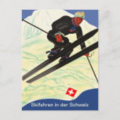 Skiën in Zwitserland Briefkaart (Voorkant)