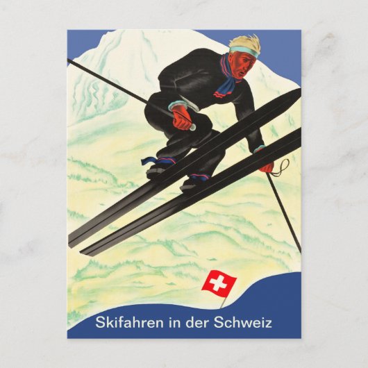Skiën in Zwitserland Briefkaart (Voorkant)