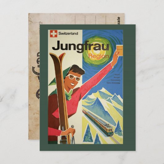  skiën in Zwitserland Travel Briefkaart (Voorkant / Achterkant)