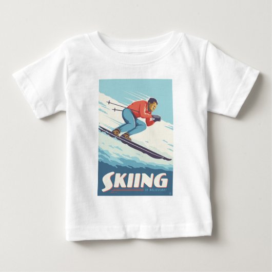 Skiën is geloven retro print (Voorkant)