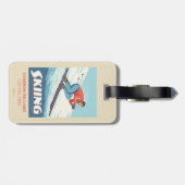 Skiën is geloven retro print bagagelabel (Achterkant horizontaal)