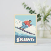 Skiën is geloven retro print briefkaart (Staand voorkant)