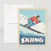 Skiën is geloven retro print briefkaart (Voorkant / Achterkant)