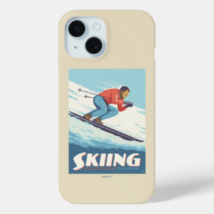 Skiën is geloven retro print iPhone 15 case