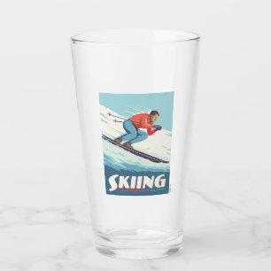 Skiën is geloven retro print glas