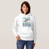 Skiën is geloven retro print hoodie (Voorkant volledig)