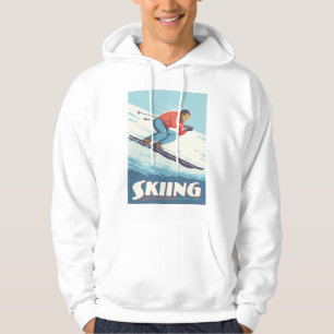Skiën is geloven retro print hoodie