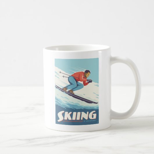 Skiën is geloven retro print koffiemok (Rechts)