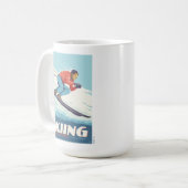 Skiën is geloven retro print koffiemok (Voorkant links)