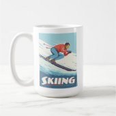 Skiën is geloven retro print koffiemok (Links)