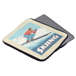 Skiën is geloven retro print laptop sleeve