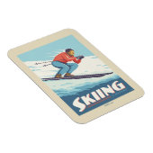 Skiën is geloven retro print magneet (Rechterzijde)