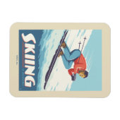 Skiën is geloven retro print magneet (Horizontaal)