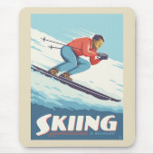 Skiën is geloven retro print muismat (Voorkant)