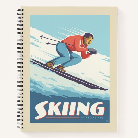 Skiën is geloven retro print notitieboek (Voorkant)