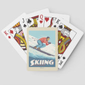 Skiën is geloven retro print pokerkaarten (Achterkant)