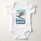 Skiën is geloven retro print romper (Voorkant)