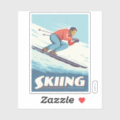 Skiën is geloven retro print sticker (Vel)