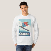 Skiën is geloven retro print t-shirt (Voorkant volledig)