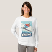 Skiën is geloven retro print t-shirt (Voorkant volledig)