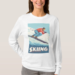 Skiën is geloven retro print t-shirt
