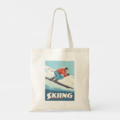 Skiën is geloven retro print tote bag (Achterkant)